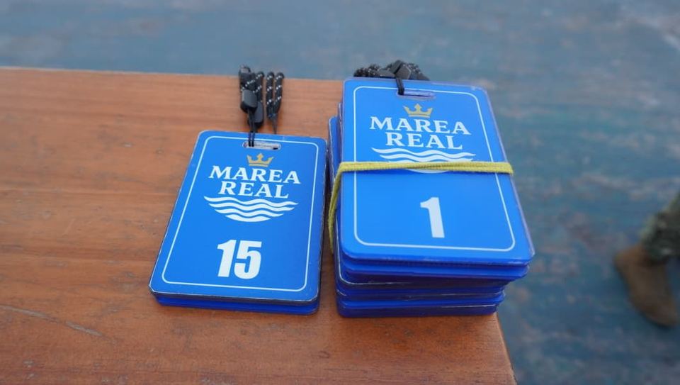 Numbered boarding tags for the Marea Real boat