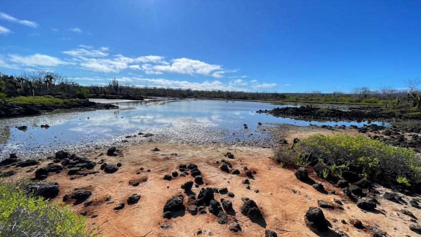 Calm lagoon under a blue sky